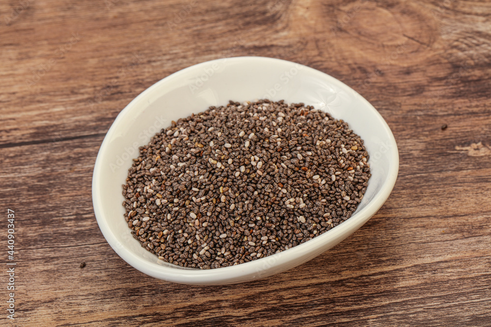 Seasoning chia seeds in the bowl Seasoning chia seeds in the bowl