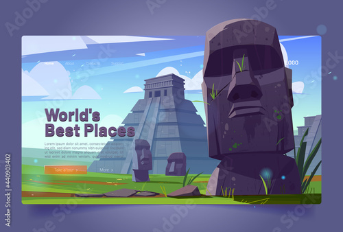 Bilde på lerret World best places cartoon landing page