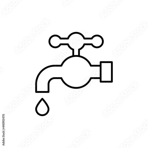 drop tap, water icon in flat black line style, isolated on white background 