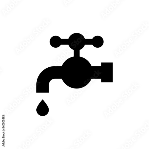 drop tap, water icon in solid black flat shape glyph icon, isolated on white background 