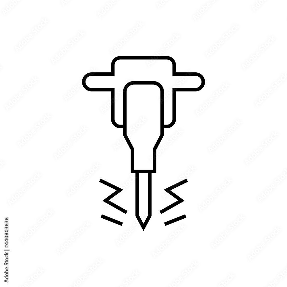 Road drill icon in flat black line style, isolated on white background 