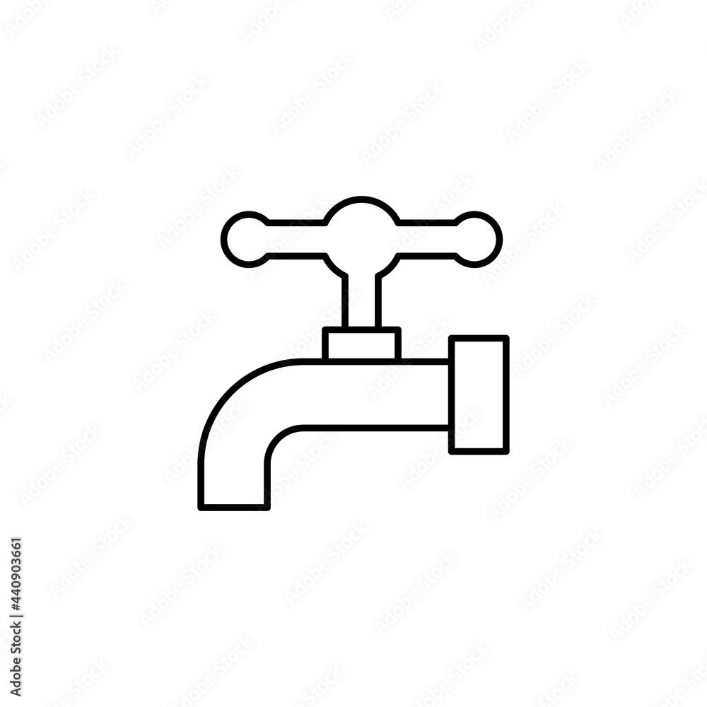drop tap, water icon in flat black line style, isolated on white background 