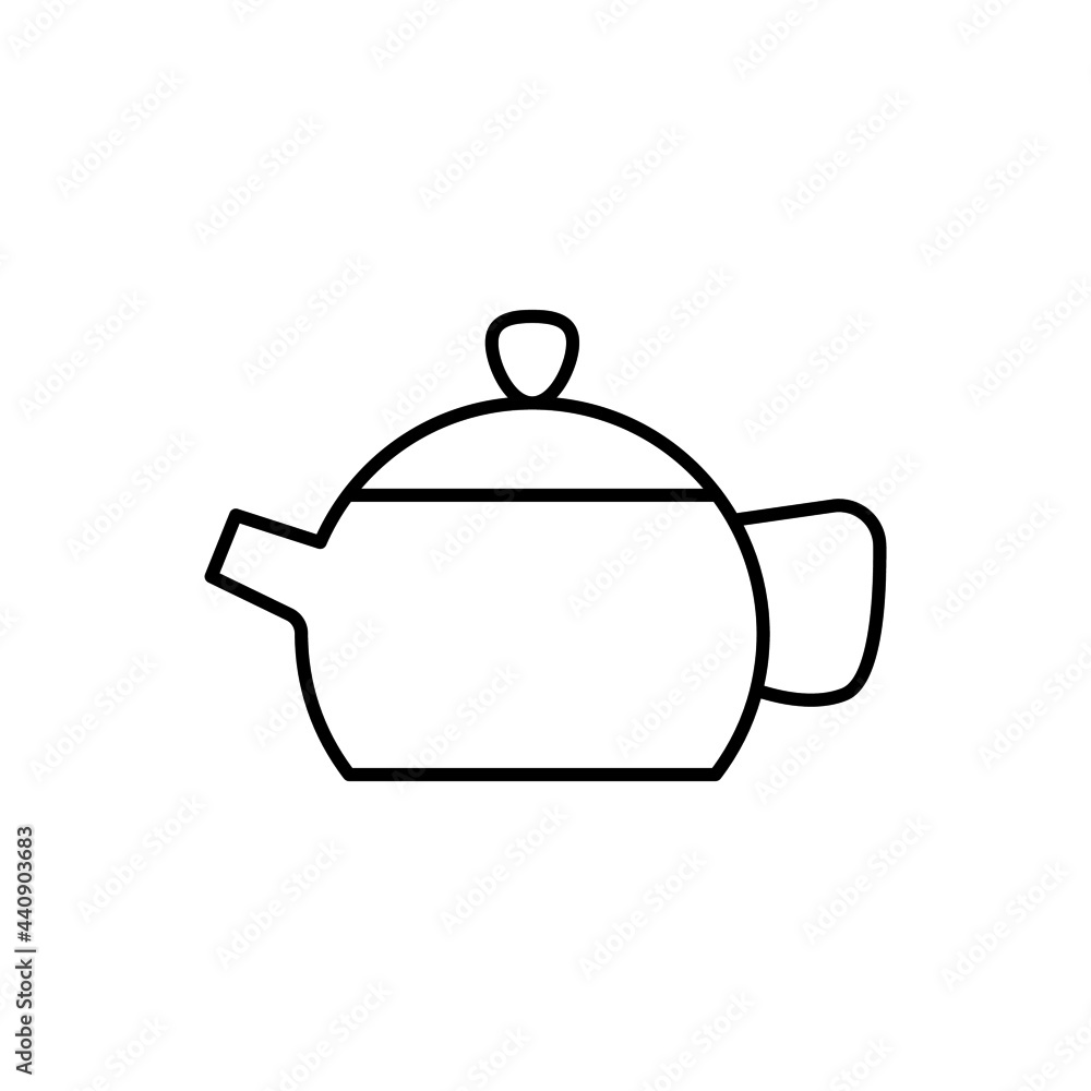 kettle, tea pot icon in flat black line style, isolated on white background kettle, tea pot icon in flat black line style, isolated on white background