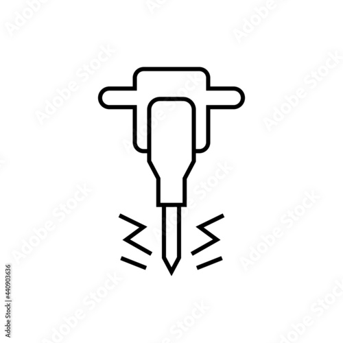 Road drill icon in flat black line style, isolated on white background 