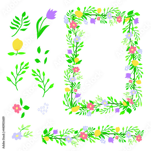 Hand drawn nature elements frame