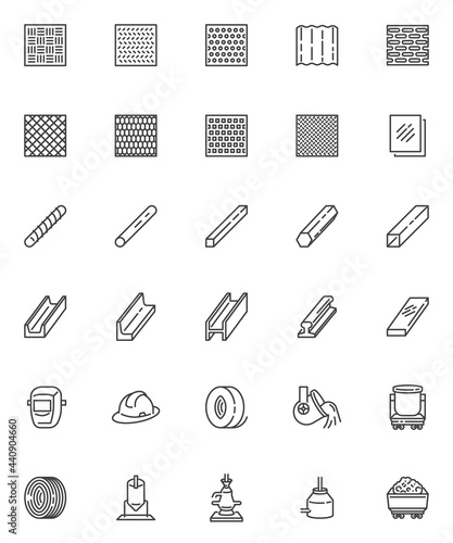 Metallurgy production line icons set
