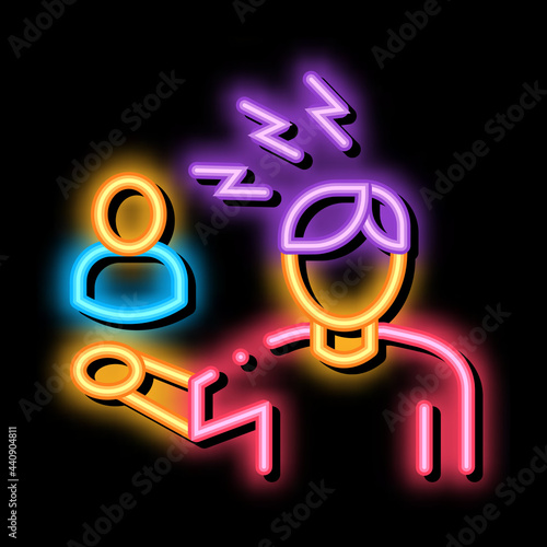 discussion and condemnation of man neon light sign vector. Glowing bright icon discussion and condemnation of man sign. transparent symbol illustration