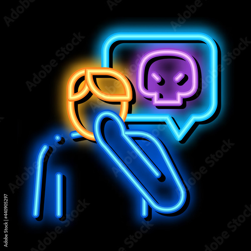 bully man neon light sign vector. Glowing bright icon bully man sign. transparent symbol illustration
