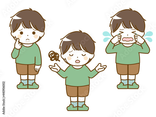 太った幼い少年の困った表情