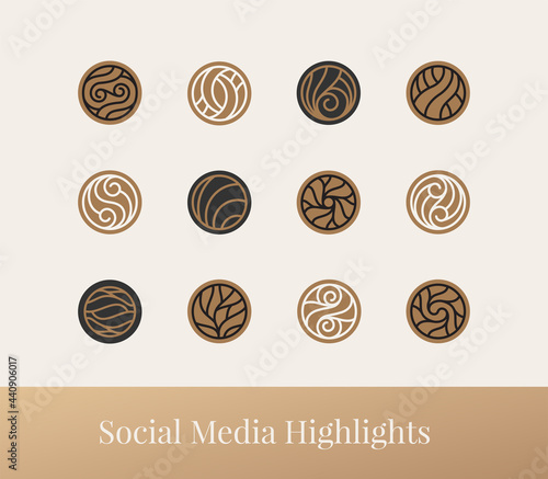 set of abstract line icon highlight for social media