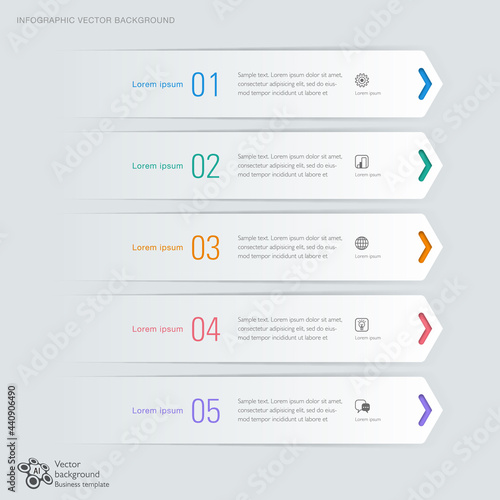 nfographic, 5 Arrows, Banner Design, Vector Graphics	