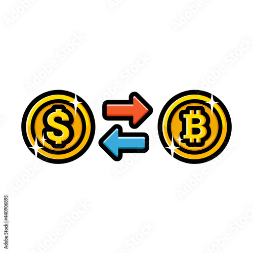 dollar coin converting vector design to bitcoin coin