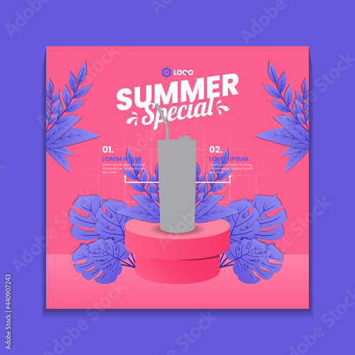 Summer special drink menu social media post template