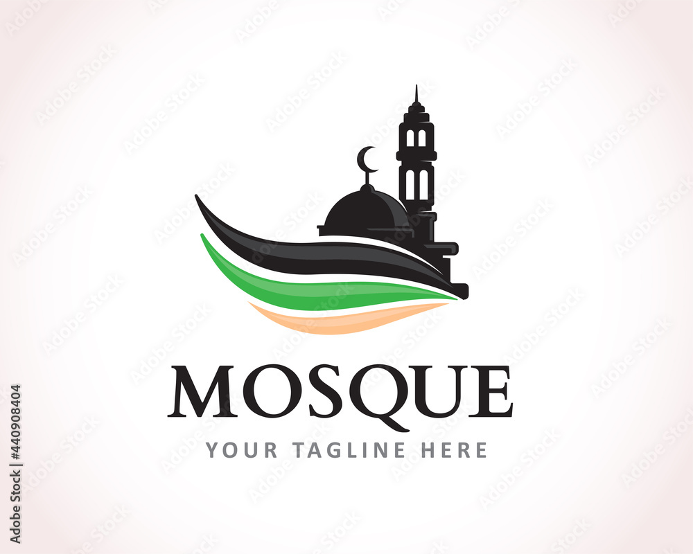 Naklejka premium abstract mosque art islamic logo symbol design illustration