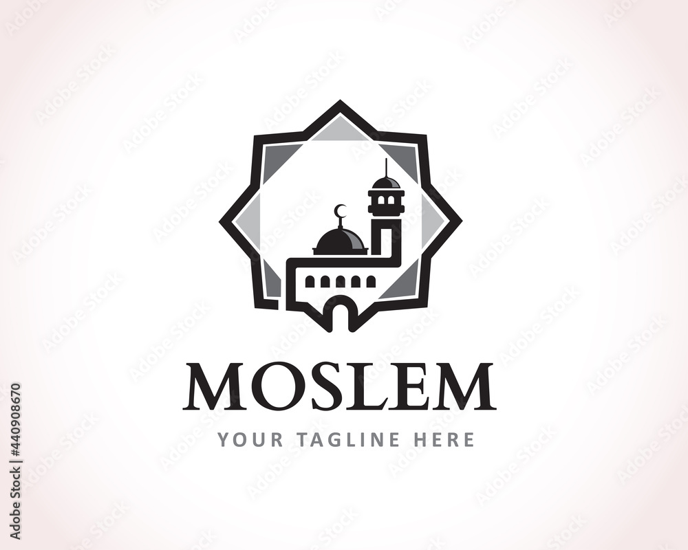 star square islamic ornament mosque logo symbol design illustration