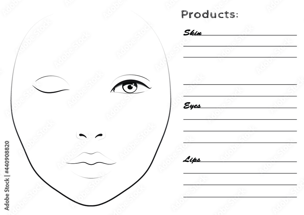 Face chart for make up artists Face chart for make up artists