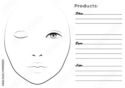 Face chart for make up artists