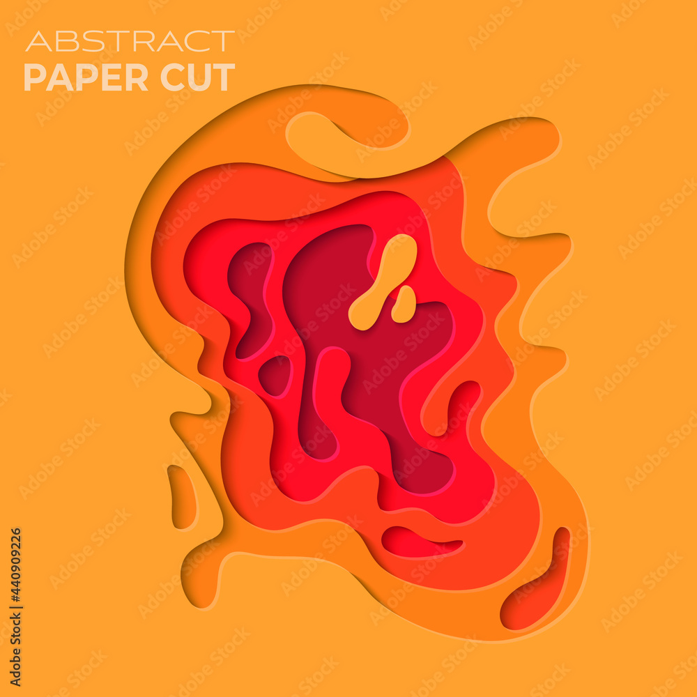3D abstract background with paper-cut shapes. Vector design layout for business presentations, flyers, posters and invitations. Colorful carving art - red, orange and yellow