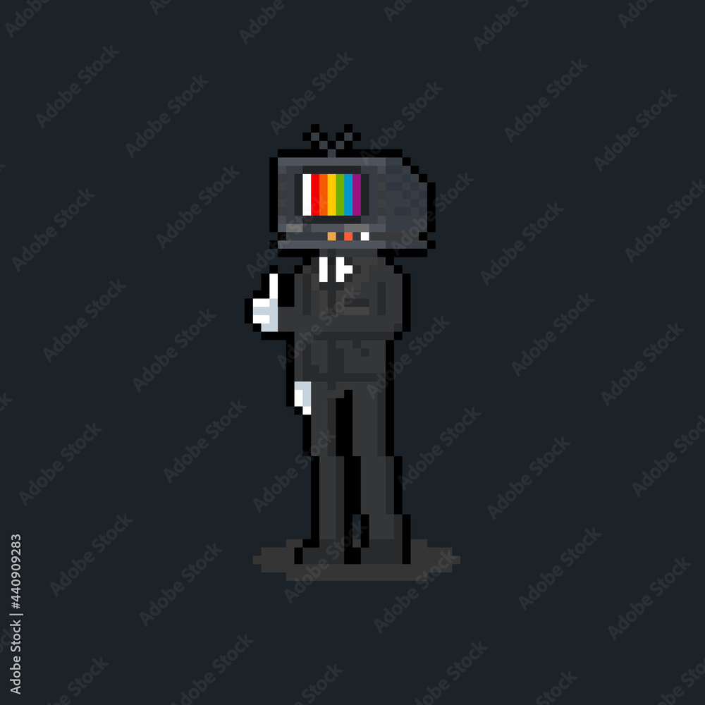 Pixel art television man character. Pixel art television man character.