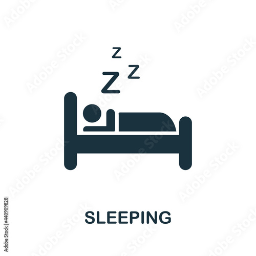 Sleeping icon. Monochrome simple element from therapy collection. Creative Sleeping icon for web design, templates, infographics and more