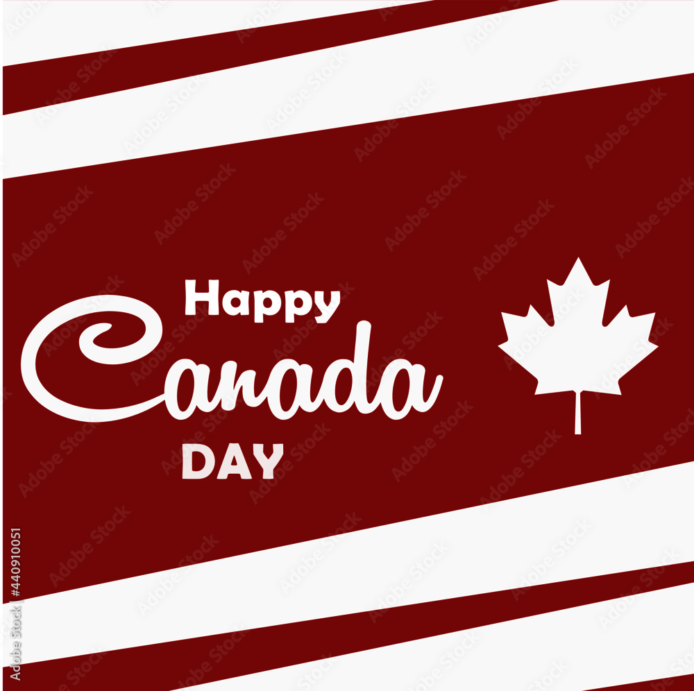 Obraz premium Happy Canada Day concept illustration with national flag colors background and maple leaf. July 1