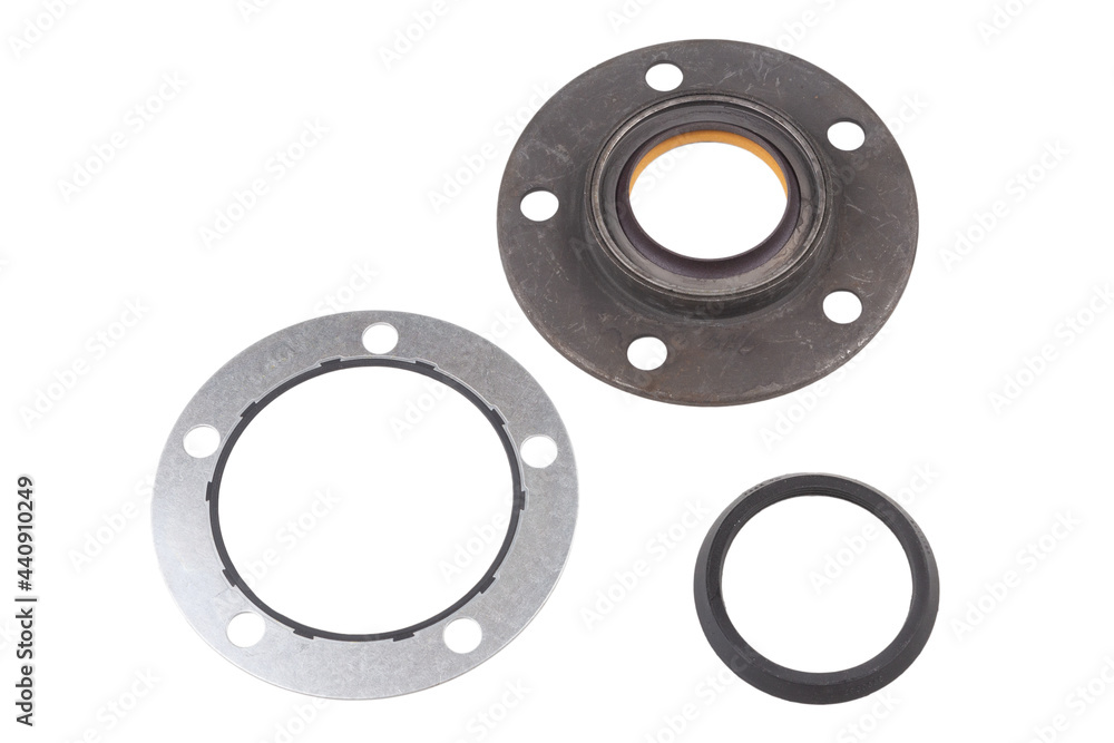 truck engine oil seals, isolated on a white background. truck engine oil seals, isolated on a white background.