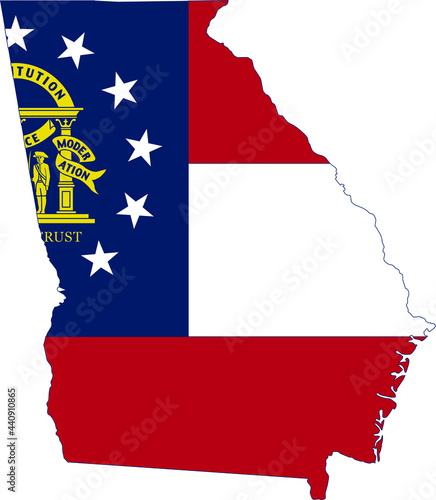 Gray vector map of the Federal State of Georgia, USA with white borders of its counties