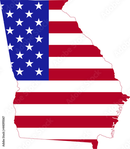 Simple flat US flag map of the Federal State of Georgia, USA