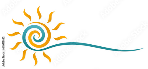 Sun and Blue Wave Symbol.