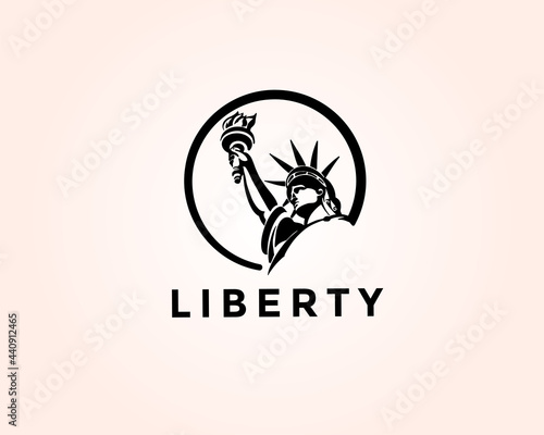 circle Statue liberty drawing art logo design template illustration photo