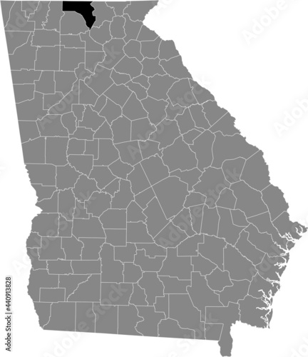 Black highlighted location map of the US Fannin county inside gray map of the Federal State of Georgia, USA