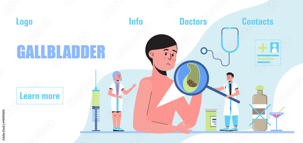 Gallbladder concept vector. Doctors treat gallstones. Biliary dyskinesia Gallbladder concept vector. Doctors treat gallstones. Biliary dyskinesia