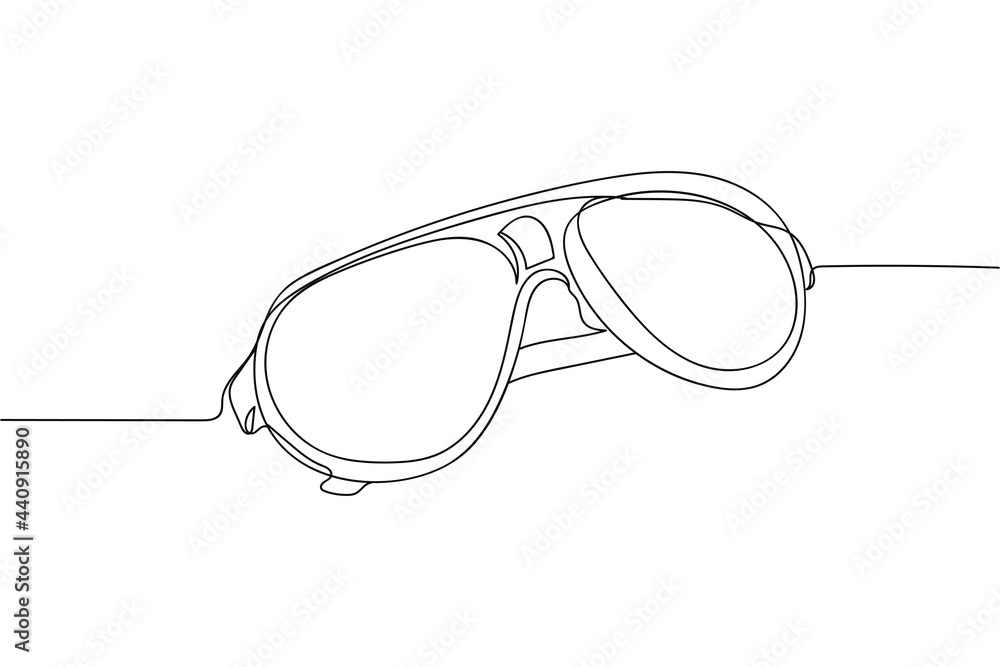 Continuous one line of sun glasses in silhouette on a white background. Linear stylized.Minimalist. Continuous one line of sun glasses in silhouette on a white background. Linear stylized.Minimalist.