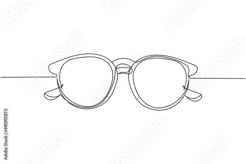 Continuous one line of stylish sun glasses in silhouette on a white background. Linear stylized.Minimalist.