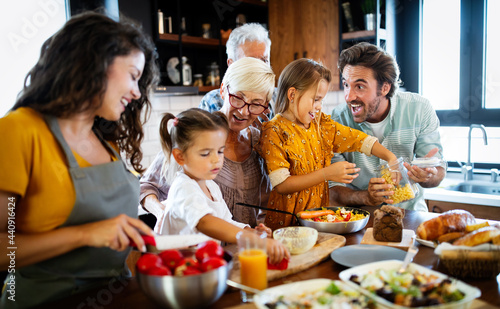 Happy family spending quality time together in the kichen