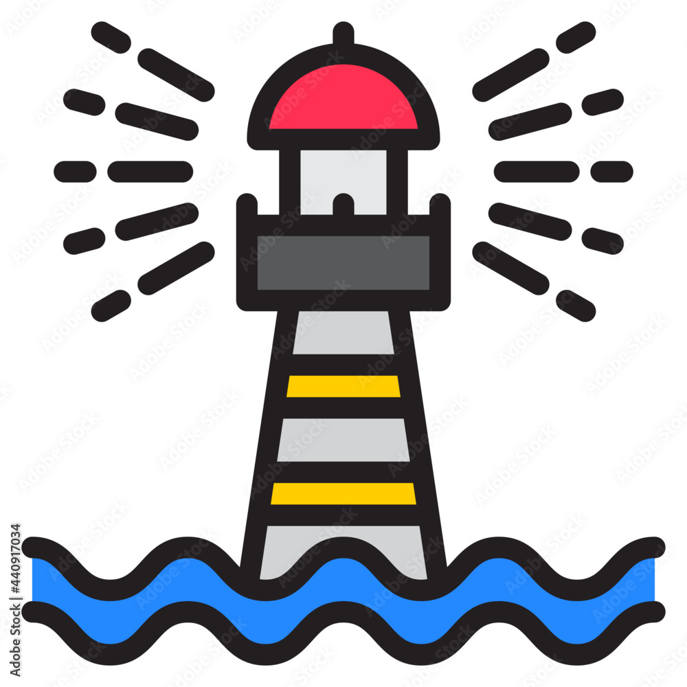 Lighthourse color line style icon Lighthourse color line style icon