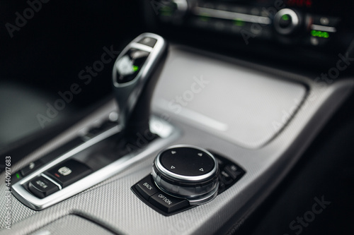 Media and navigation control buttons in modern car