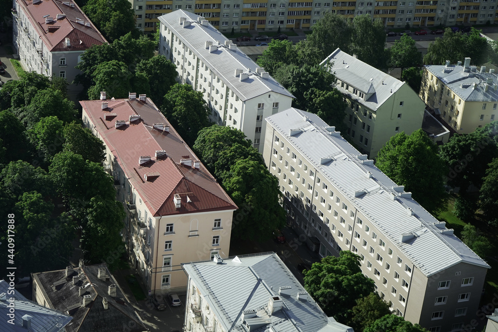 Tallinn, Sweden. Blocks in the Swedish capital, aerial photography.