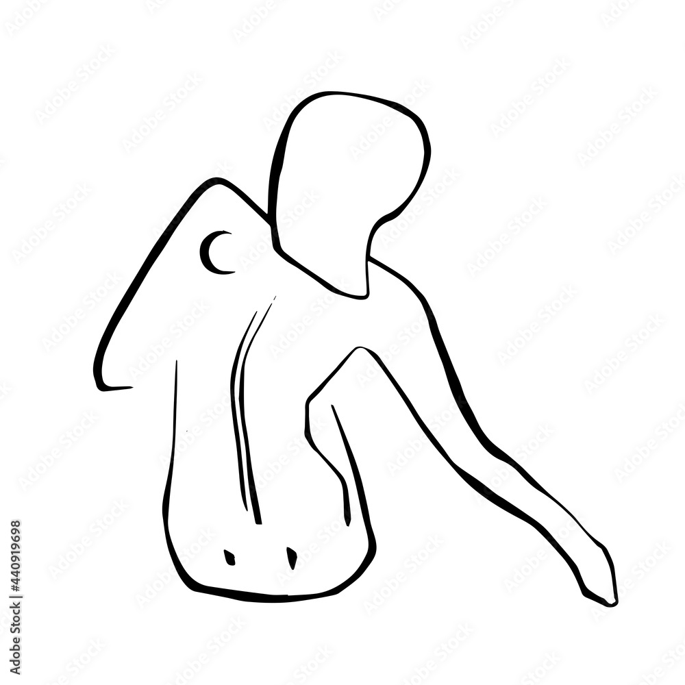 Line Art Drawing Women Body On White Isolated Background Abstract Modern Art Minimalistic 