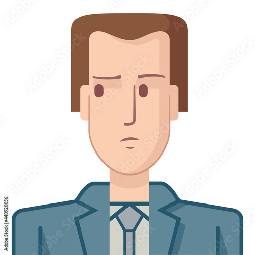 Fotografia Avatar of young businessman with distrust gesture, flat style