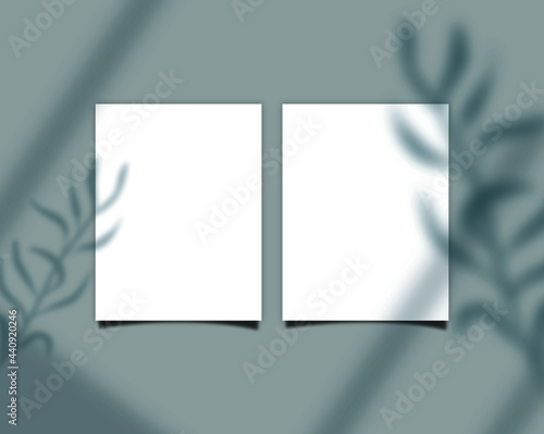 Mockup of blank paper,a4,a5,business with sunlight shadow overlay.