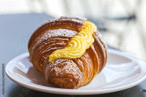 Croissant with Chantilly cream