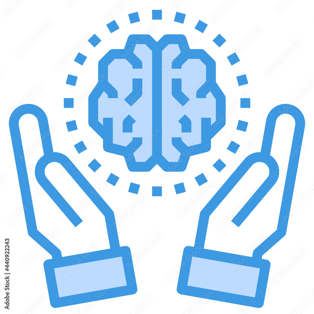 Fototapeta premium Brain blue outline icon