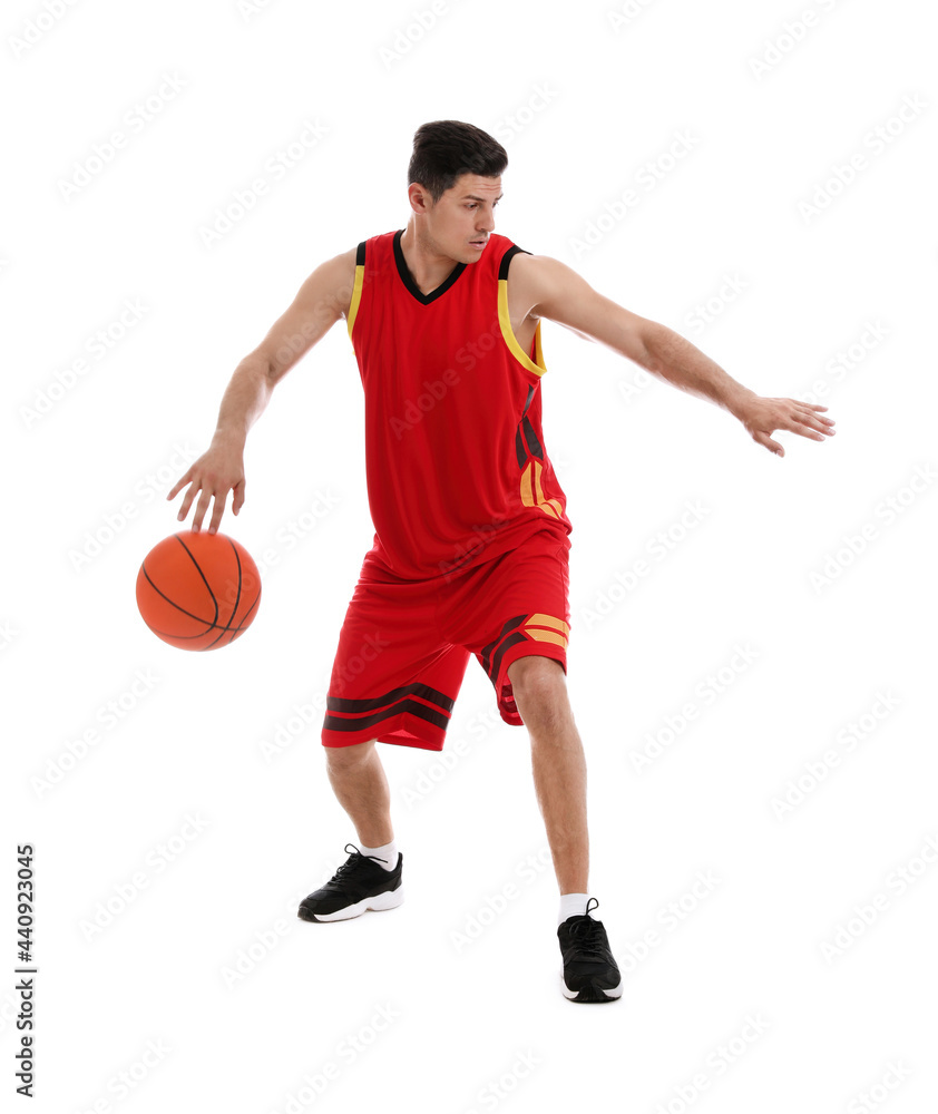 Basketball player with ball on white background Basketball player with ball on white background