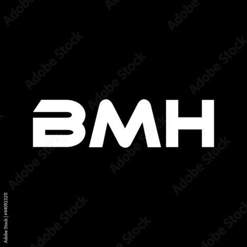 BMH letter logo design with black background in illustrator, vector logo modern alphabet font overlap style. calligraphy designs for logo, Poster, Invitation, etc.