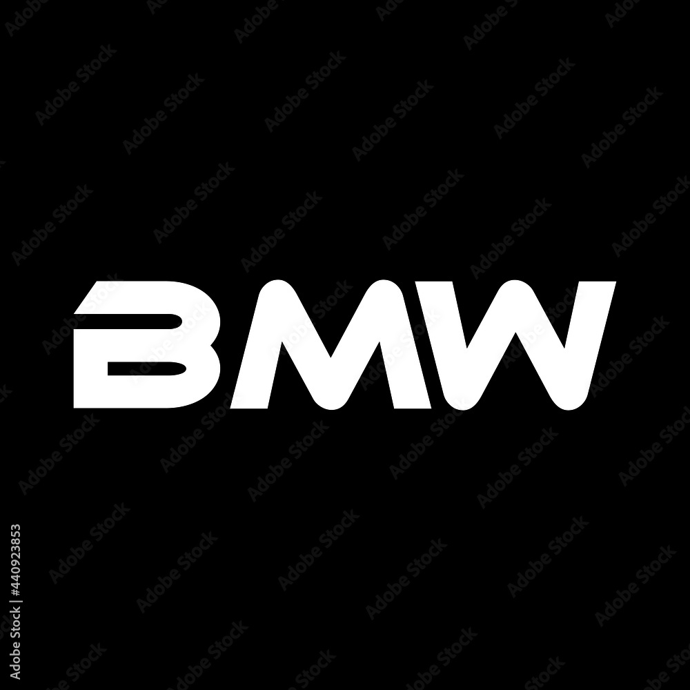BMW letter logo design with black background in illustrator, vector