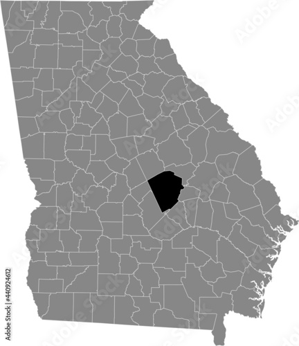 Black highlighted location map of the US Laurens county inside gray map of the Federal State of Georgia, USA