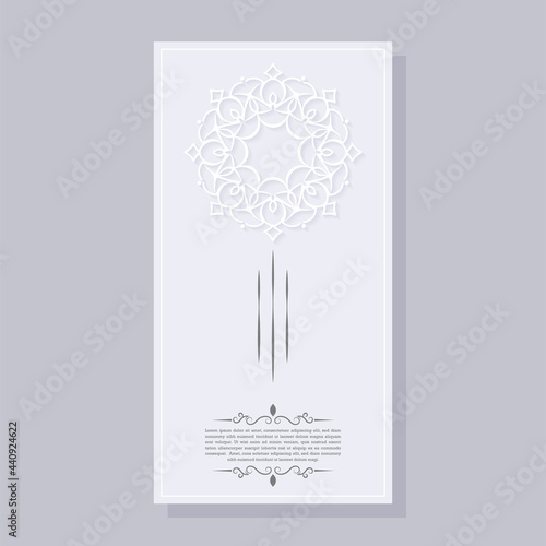 greeting card with white mandala symbol