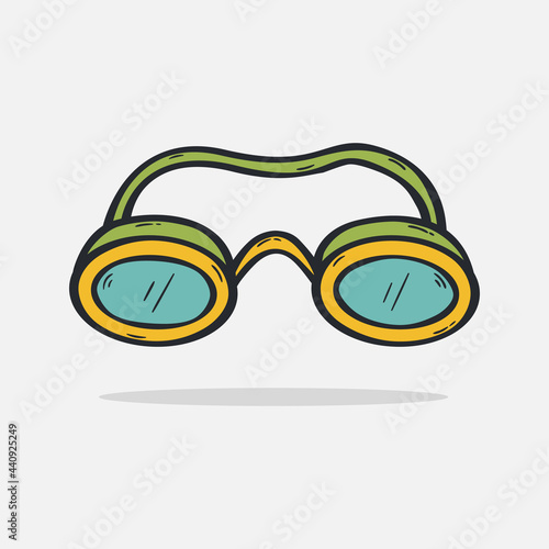 Hand drawn swimming google icon Design Template. vector sketch doodle illustration isolated on white background. Summer holiday equipment for swim in ocean