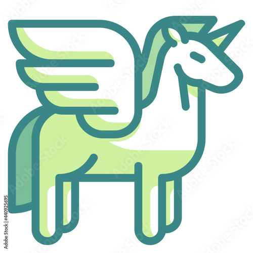 unicorn blue line icon